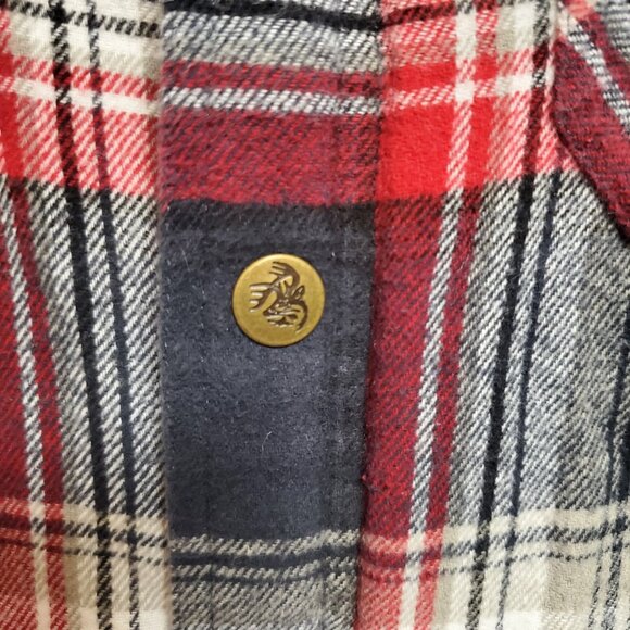 Legendary Outfitters Flannel Shirt Jacket Mens Size Small Red Plaid Print Hooded - Picture 11 of 12